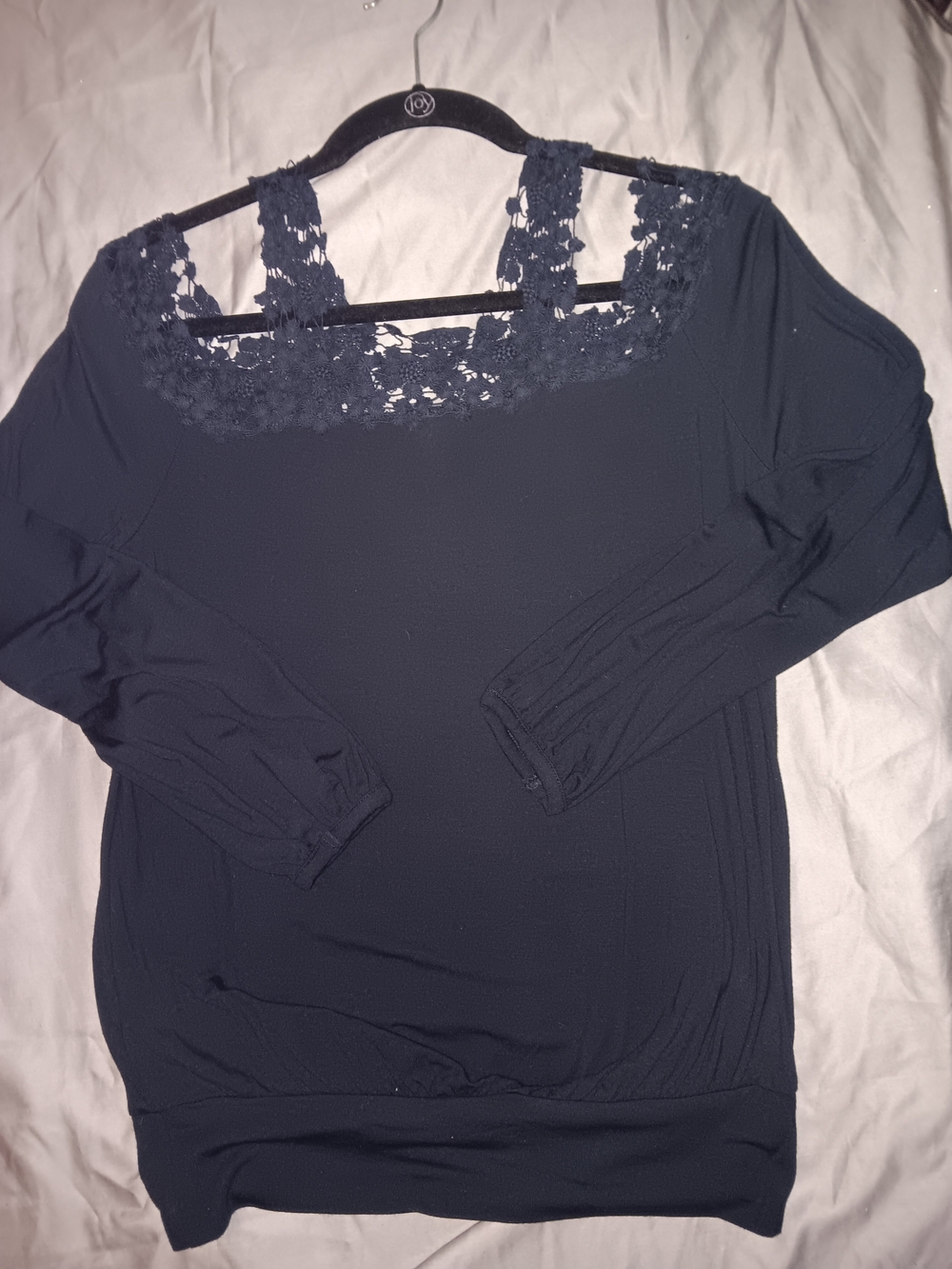 Lace-Trim Off-Shoulder Women's Top - Black